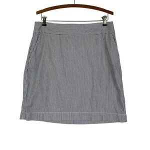 Talbots Striped Skirt Blue White w/ Pockets Sz. 12 P Coastal Nautical Classic